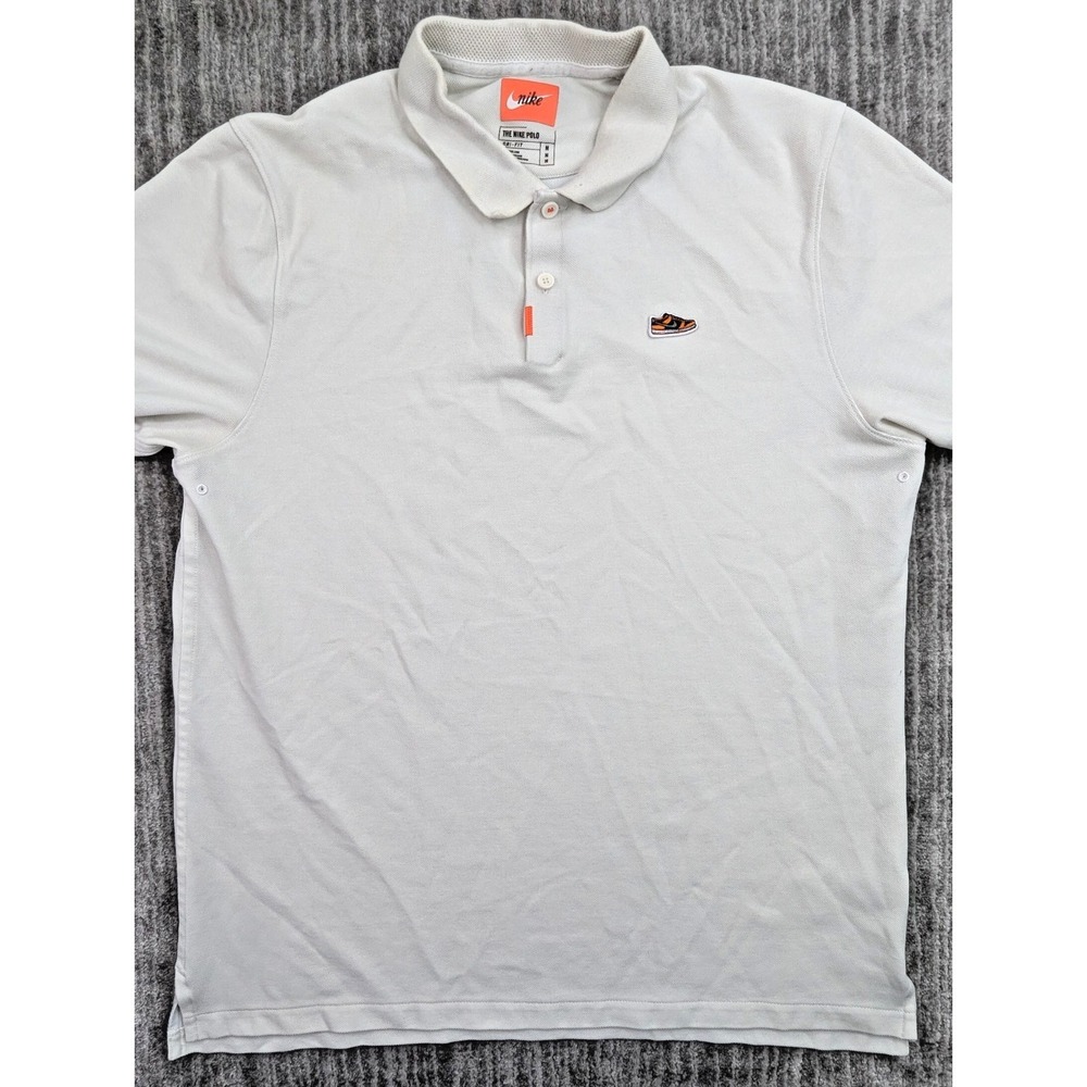 Nike Dunk Low Polo Shirt Mens Medium Ceramic Shoe Patch White Dri-FIT